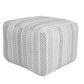 18" Gray And White Cotton Chevron Pouf Ottoman