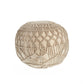 20" Cream Cotton Tufted Round Geometric Pouf Ottoman