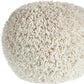 20" Cream Cotton Tufted Geometric Round Pouf Ottoman