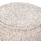20" Beige Cotton Round Geometric Pouf Ottoman