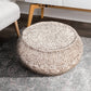 20" Beige Cotton Round Geometric Pouf Ottoman