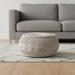 20" Beige Cotton Round Geometric Pouf Ottoman