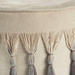 20" Beige Cotton Round Ombre Pouf Ottoman