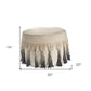 20" Beige Cotton Round Ombre Pouf Ottoman