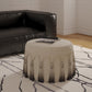20" Beige Cotton Round Ombre Pouf Ottoman