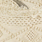 18" Cream Wool Cotton Blend Round Geometric Pouf Ottoman