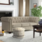 18" Cream Wool Cotton Blend Geometric Round Pouf Ottoman