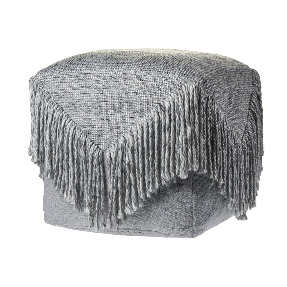 18" Gray Wool Cotton Blend Pouf Ottoman