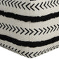 18" White Cotton Striped Pouf Ottoman