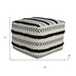 18" White Cotton Striped Pouf Ottoman
