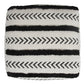 18" White Cotton Striped Pouf Ottoman