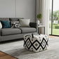 18" White Cotton Geometric Pouf Ottoman
