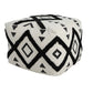 18" White Cotton Geometric Pouf Ottoman