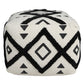 18" White Cotton Geometric Pouf Ottoman