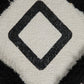 18" White Cotton Geometric Pouf Ottoman