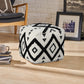 18" White Cotton Geometric Pouf Ottoman