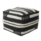 18" Black Cotton Geometric Pouf Ottoman
