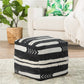 18" Black Cotton Geometric Pouf Ottoman