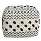 18" White Cotton Chevron Pouf Ottoman