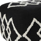 18" Black Cotton Geometric Pouf Ottoman