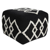 18" Black Cotton Geometric Pouf Ottoman