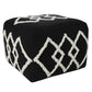 18" Black Cotton Geometric Pouf Ottoman