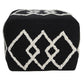 18" Black Cotton Geometric Pouf Ottoman