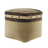 20" Brown Cotton Striped Pouf Ottoman