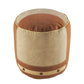 16" Tan Cotton Striped Cylinder Pouf Ottoman