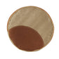 16" Tan Cotton Striped Cylinder Pouf Ottoman