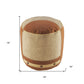 16" Tan Cotton Cylinder Striped Pouf Ottoman