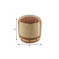 16" Tan Cotton Striped Cylinder Pouf Ottoman