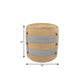 16" Tan Cotton Striped Cylinder Pouf Ottoman