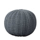 20" Beige Cotton Round Pouf Ottoman