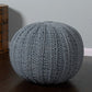 20" Beige Cotton Round Pouf Ottoman