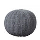 20" Gray Cotton Round Pouf Ottoman