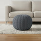 20" Black Cotton Round Pouf Ottoman