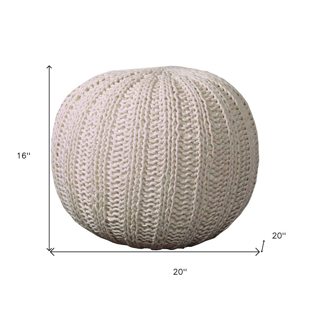 20" Gray Cotton Round Pouf Ottoman