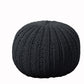 20" Beige Cotton Round Pouf Ottoman