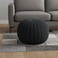 20" Gray Cotton Round Pouf Ottoman