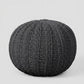 20" Black Cotton Round Pouf Ottoman