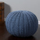 20" Gray Cotton Round Pouf Ottoman