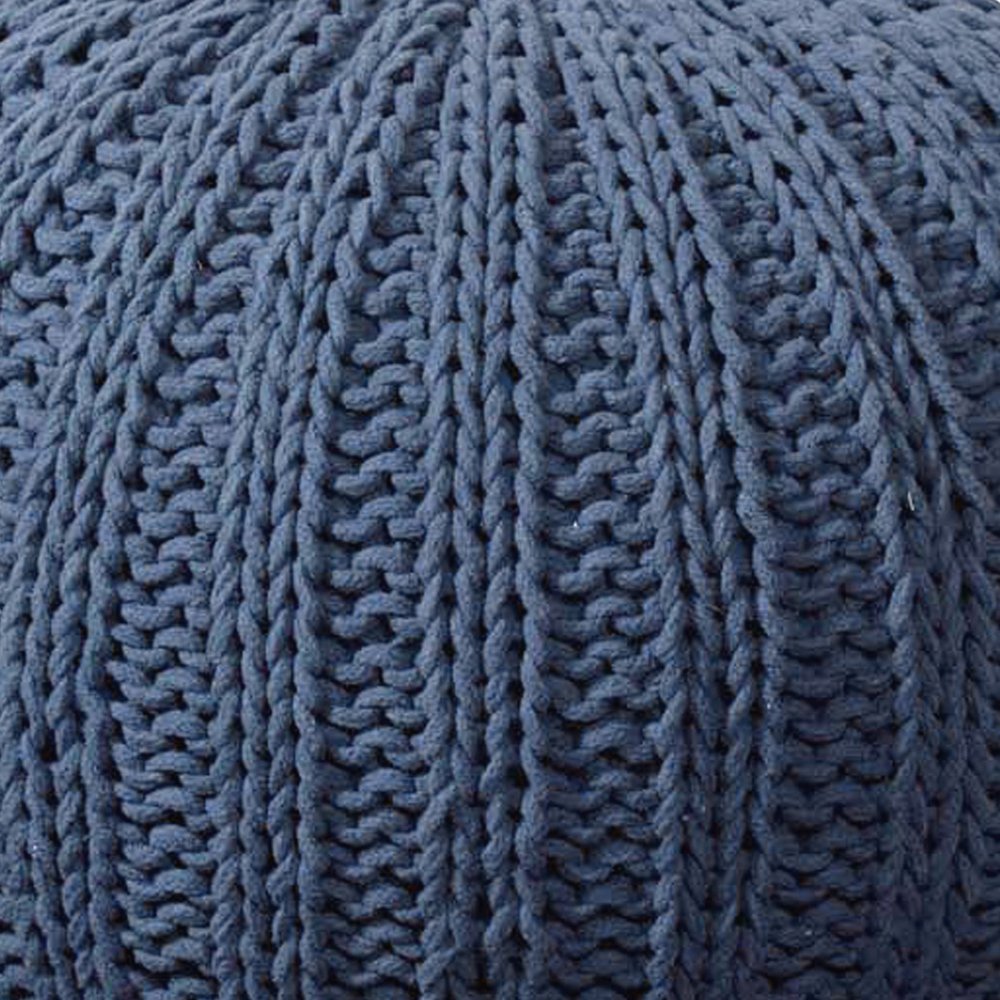 20" Gray Cotton Round Pouf Ottoman