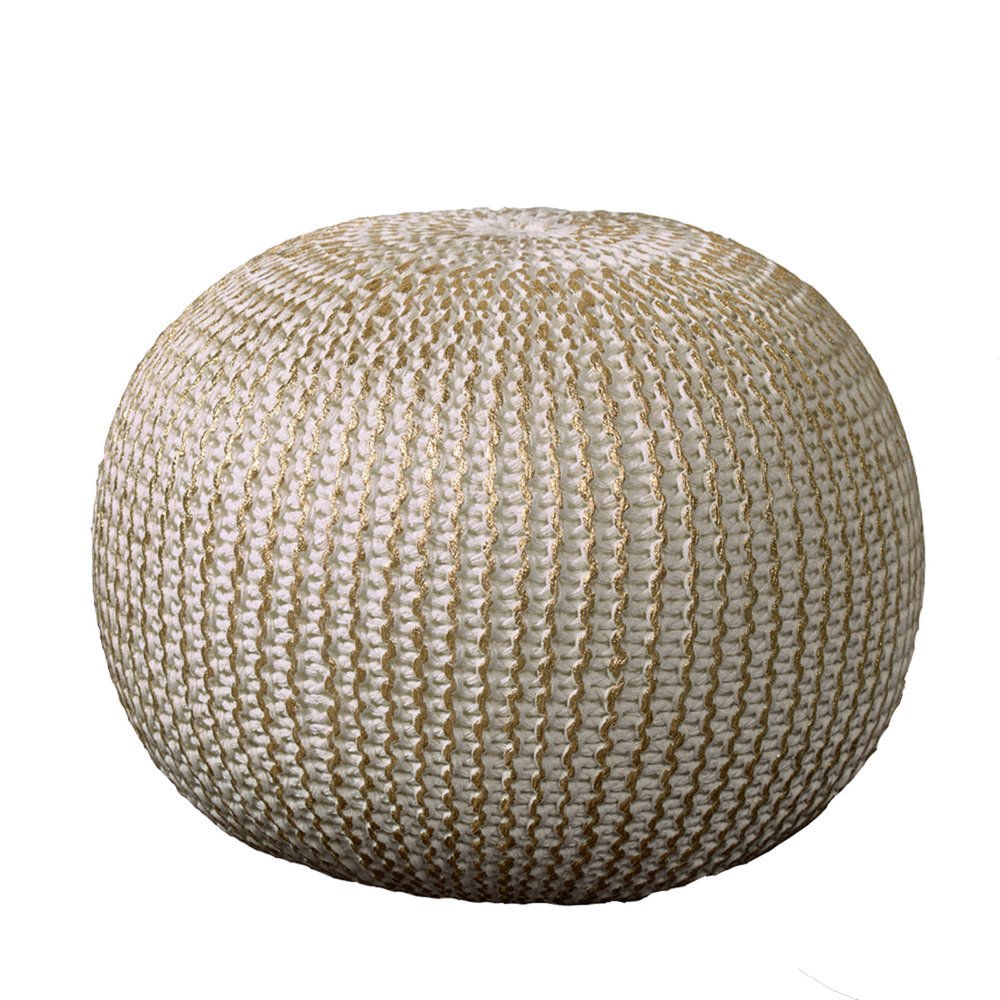20" Gold Cotton Round Pouf Ottoman