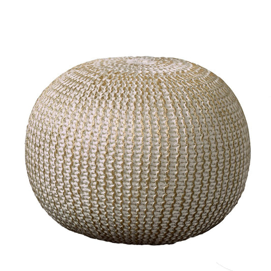 20" Gold Cotton Round Pouf Ottoman