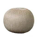20" Gold Cotton Round Pouf Ottoman