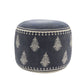 18" Blue Cotton Cylinder Paisley Pouf Ottoman