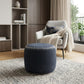 18" Blue Cotton Cylinder Striped Pouf Ottoman