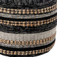 18" Black Striped Pouf Ottoman