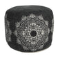 18" Black Cotton Cylinder Medallion Pouf Ottoman